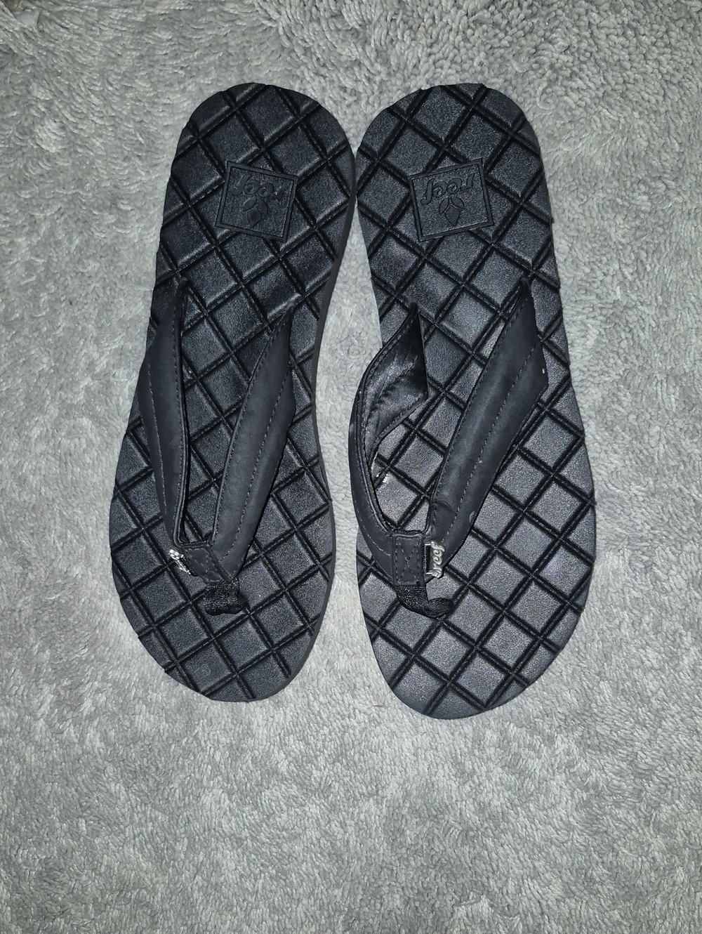 Reef Women's Black Quilted-Pattern Flip Flop Sandals
